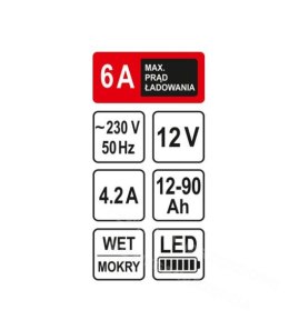 STHOR Prostownik 12v 6A 90Ah led