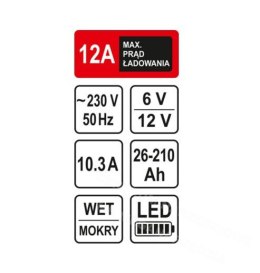 STHOR Prostownik 6/12V 12A 210Ah led