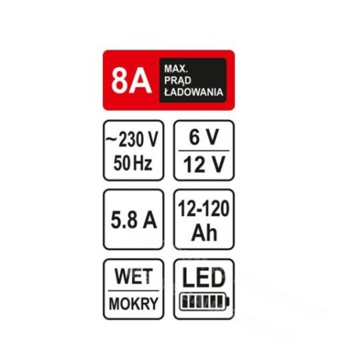 STHOR Rectifier 6/12V 8A 120Ah led STHOR Rectifier 6/12V 8A 120Ah led