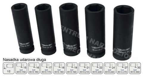 ADLER Impact socket long 1/2" 30mm ADLER Impact socket long 1/2" 30mm