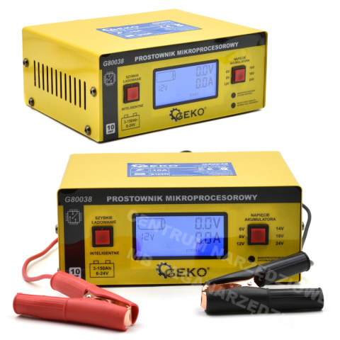 GEKO Prostownik mikroprocesorowy LCD 6/12/24V GEKO Prostownik mikroprocesorowy LCD 6/12/24V