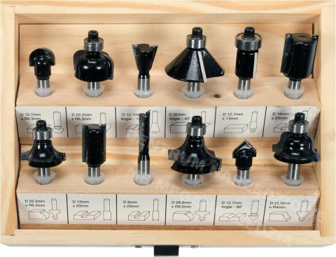 VOREL wood milling cutters set of 12 pcs. Mandrel 6mm 22552 VOREL wood milling cutters set of 12 pcs. Mandrel 6mm 22552