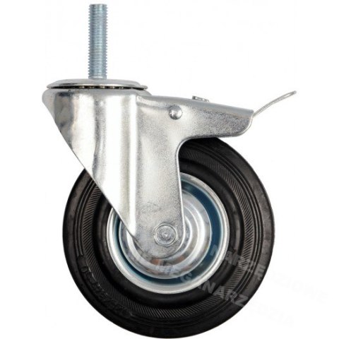 VOREL koło skrętne czarna guma hamulce trzpień gwintowany 125mm VOREL koło skrętne czarna guma hamulce trzpień gwintowany 125mm