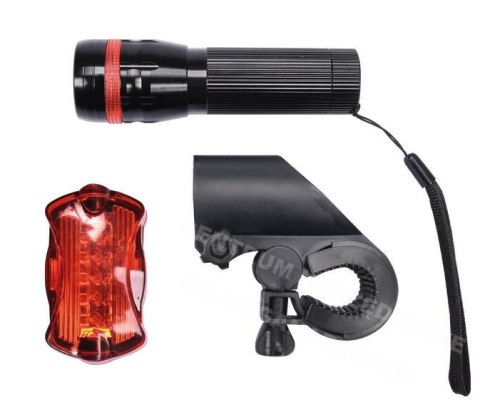VOREL Zestaw lamp rowerowych: przednia 3W CREE LED + tylna 5 LED VOREL Zestaw lamp rowerowych: przednia 3W CREE LED + tylna 5 LED