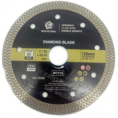 Tarcza diamentowa 125mm x 1,4mm x 22,2mm slim cut Indian Professional Tarcza diamentowa 125mm x 1,4mm x 22,2mm slim cut Indian Professional