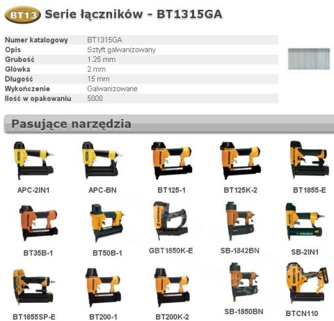 BOSTITCH Sztyfty BT13 15mm 5000 szt. BOSTITCH Sztyfty BT13 15mm 5000 szt.