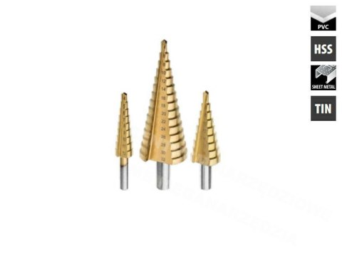 CONDOR Step drill bit set 3pcs 4-12mm / 4-20mm / 4-32mm