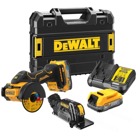 Przecinarka DEWALT DCS438 + 2 akumulatory 1,7 Ah POWERSTACK Przecinarka DEWALT DCS438 + 2 akumulatory 1,7 Ah POWERSTACK