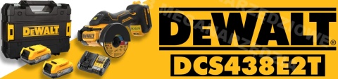 Przecinarka DEWALT DCS438 + 2 akumulatory 1,7 Ah POWERSTACK Przecinarka DEWALT DCS438 + 2 akumulatory 1,7 Ah POWERSTACK
