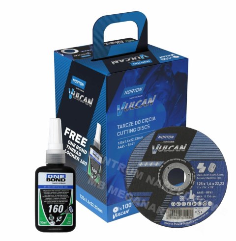 NORTON TARCZA.VULCAN 125 x 1,6 /100szt.+ KLEJ ONE BOND NORTON TARCZA.VULCAN 125 x 1,6 /100szt.+ KLEJ ONE BOND