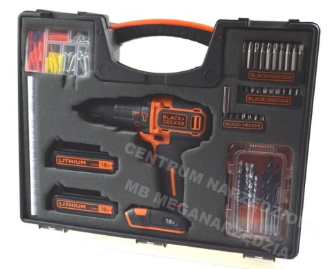 BLACK+DECKER Wkrętarka udarowa 18V 2x1,5Ah LI-ION + akcesoria + organizer BLACK+DECKER Wkrętarka udarowa 18V 2x1,5Ah LI-ION + akcesoria + organizer