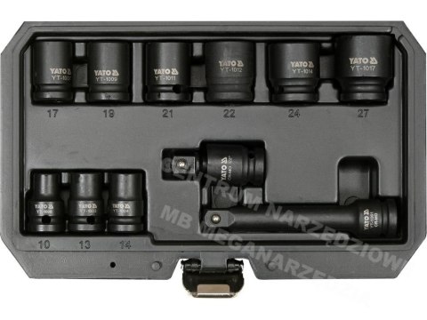 YATO Nasadki udarowe 11cz. 1/2" 10-27mm YATO Nasadki udarowe 11cz. 1/2" 10-27mm