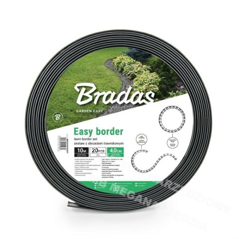 BRADAS Zestaw obrzeży trawnikowych 40mm Easy Border grafitowe BRADAS Zestaw obrzeży trawnikowych 40mm Easy Border grafitowe