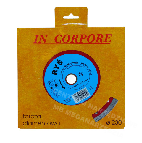 10045 Tarcza diamentowa RYŚ gres, granit 230mm o25,4/22,2 10045 Tarcza diamentowa RYŚ gres, granit 230mm o25,4/22,2