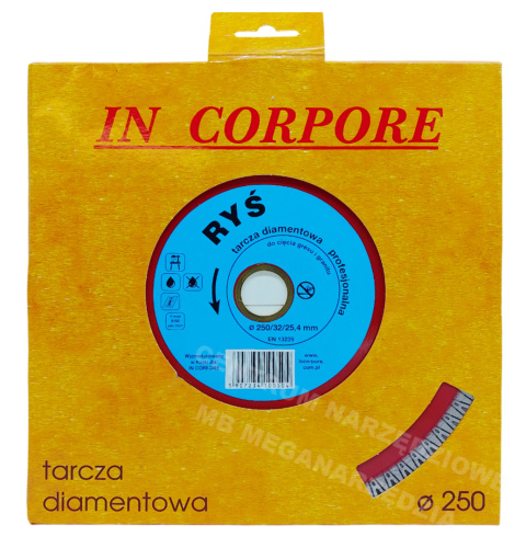 10050 Tarcza diamentowa RYŚ gres, granit 250mm o32/25,4 10050 Tarcza diamentowa RYŚ gres, granit 250mm o32/25,4