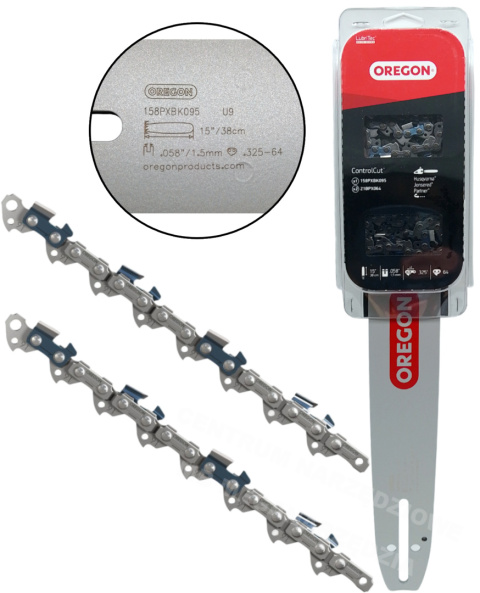 OREGON COMBO Set Guide 158PXBK095 + 2x Chain 21BPX064E, 325" 1.5mm 64 links