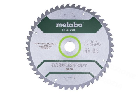 METABO Circular Saw Blade HW/CT 254x30x48z Cordless Cut Wood Classic