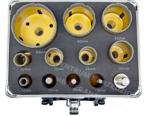 INTER VIS Otwornice diamentowe do gresu 11 szt + Adapter INTER VIS Otwornice diamentowe do gresu 11 szt + Adapter